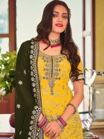 Yellow Faux Georgette Plazzo Suit